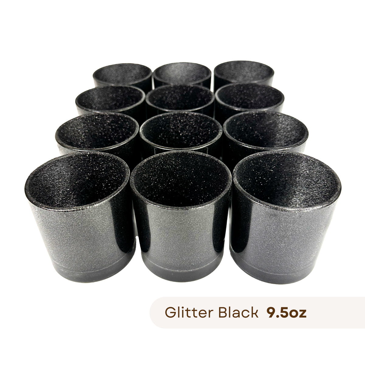 12 Monticiano glitter black candle jars