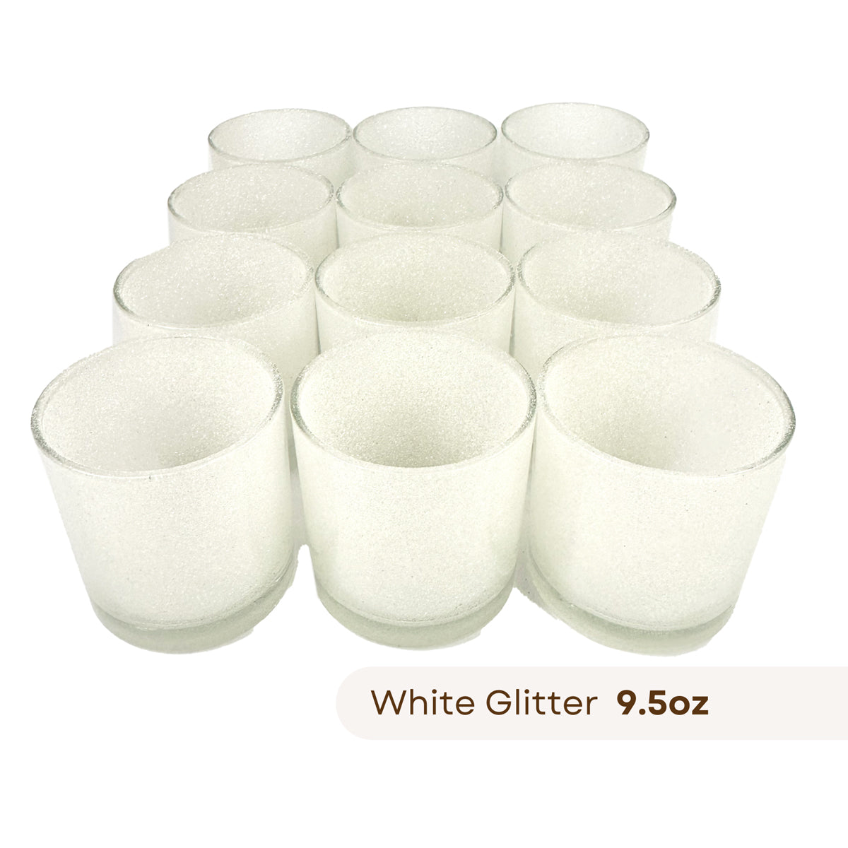 12 Monticiano glitter white candle jars