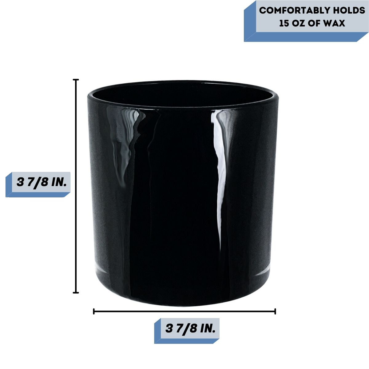 18 oz Sydney black candle jar Measurement