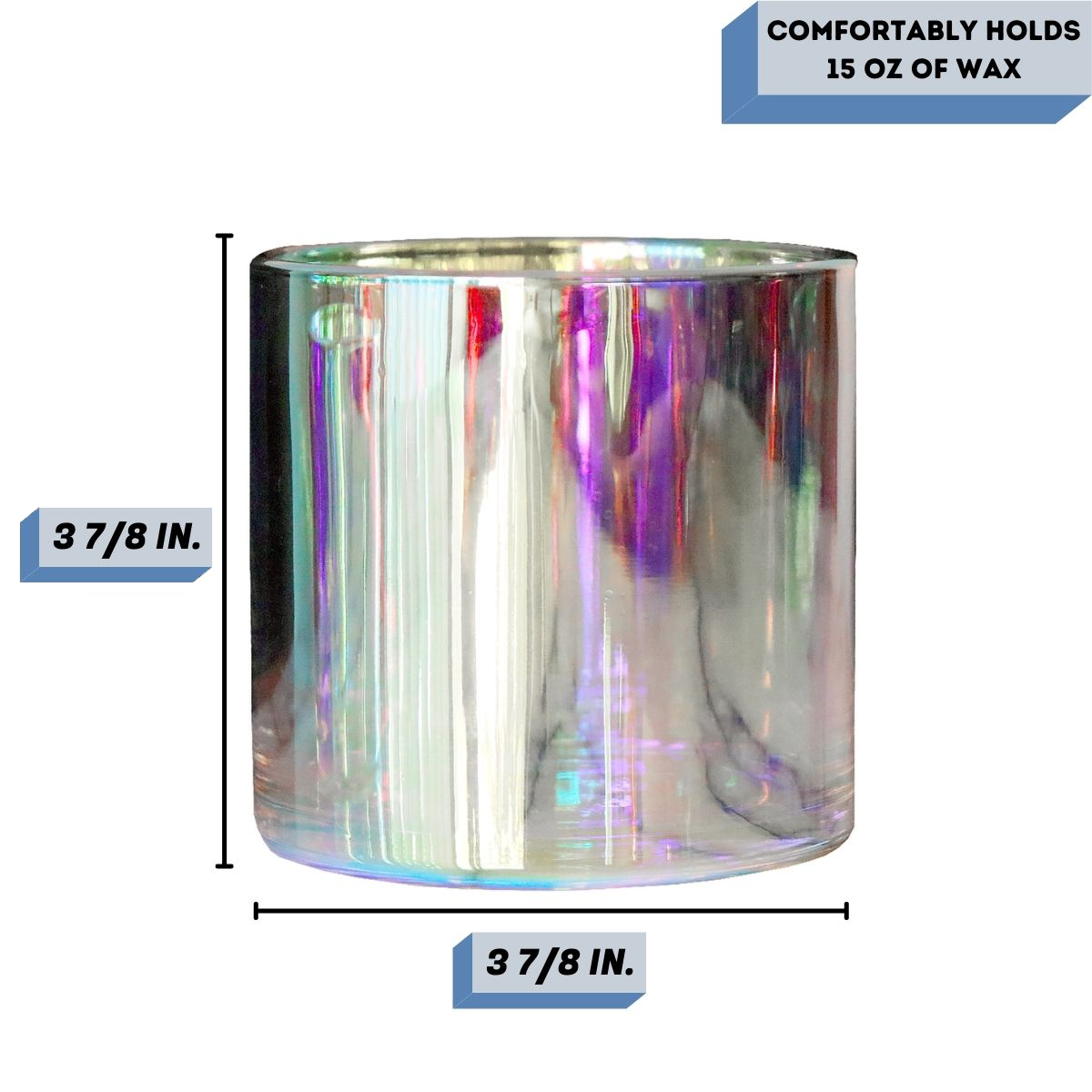 18 oz Sydney chromaflair Iridescent Hologram candle jar Measurement