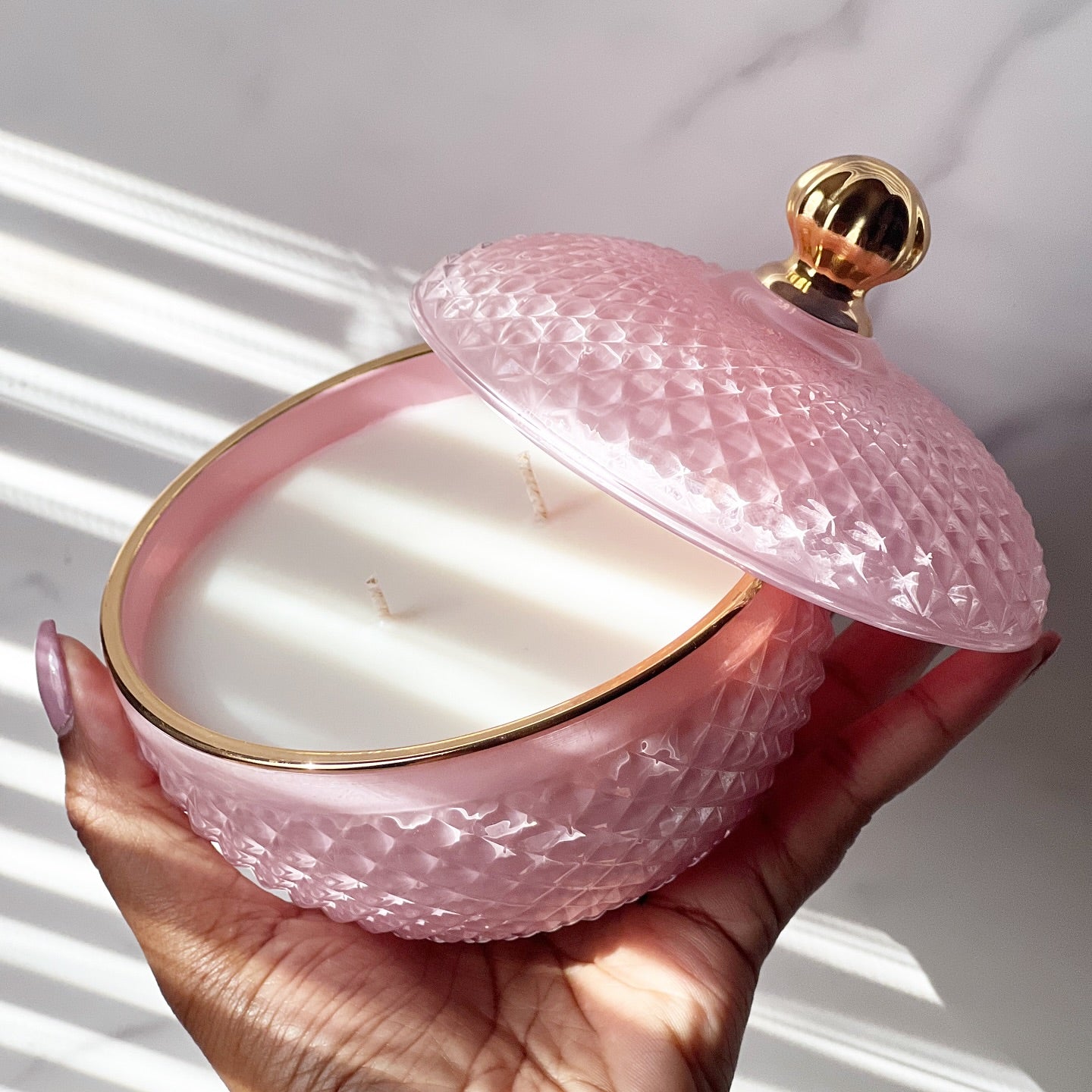 pink luxurious candle vessel