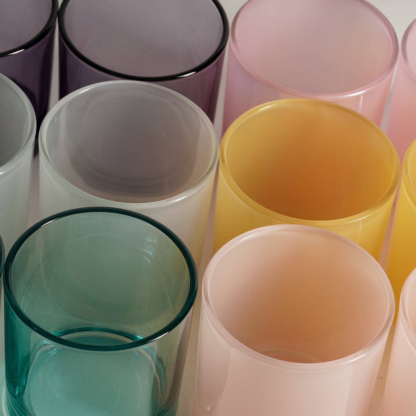 candle jars in bright colors