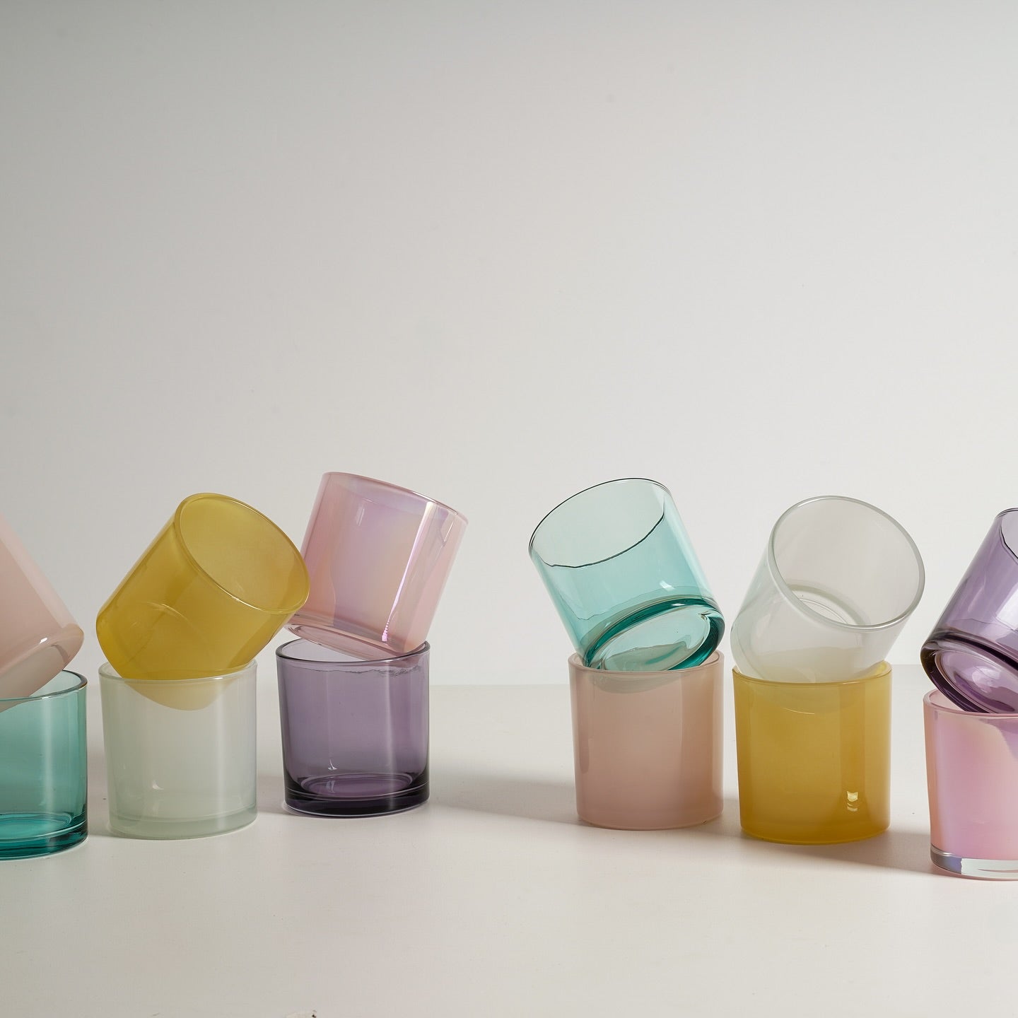 spring colors candle jars