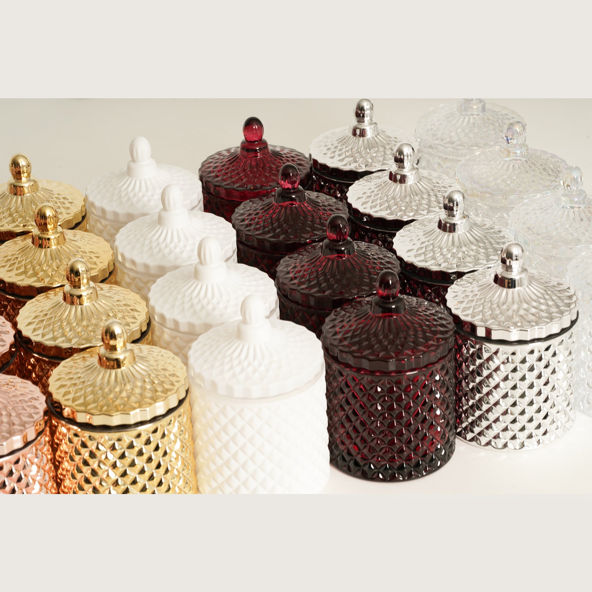 decorative glass candle jars with lids