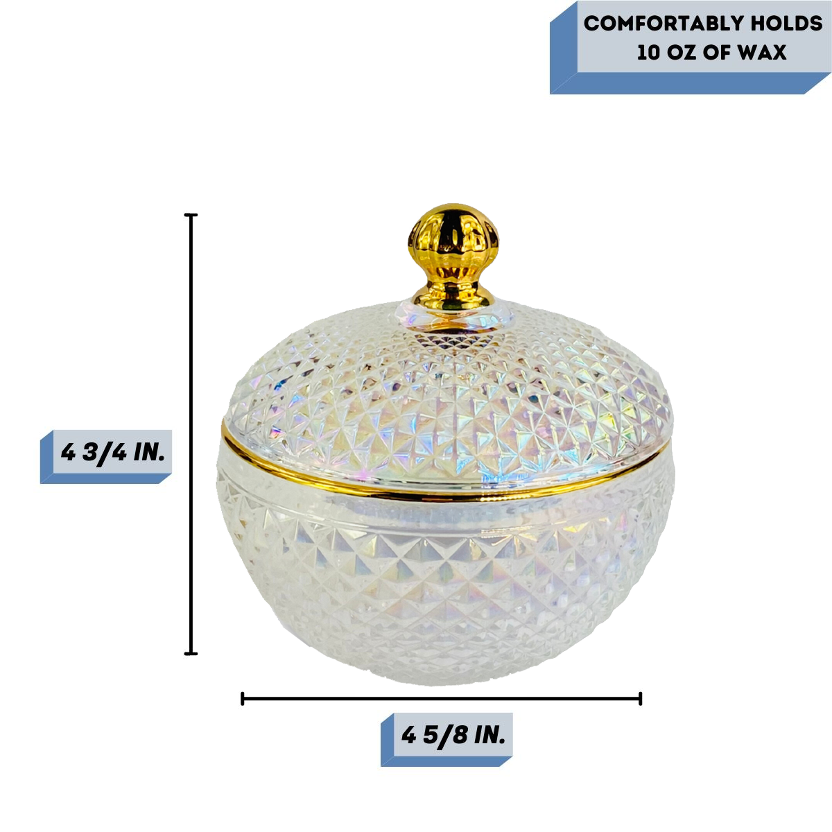 large vanity iridescent candle vessel Measurement