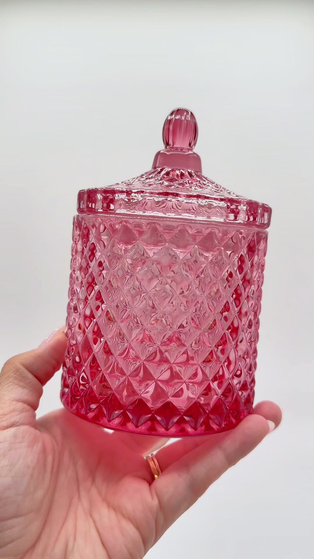 clear pink candle vessels