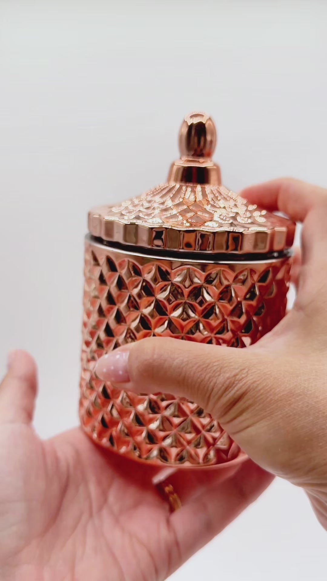 metallic rose gold candle vessels