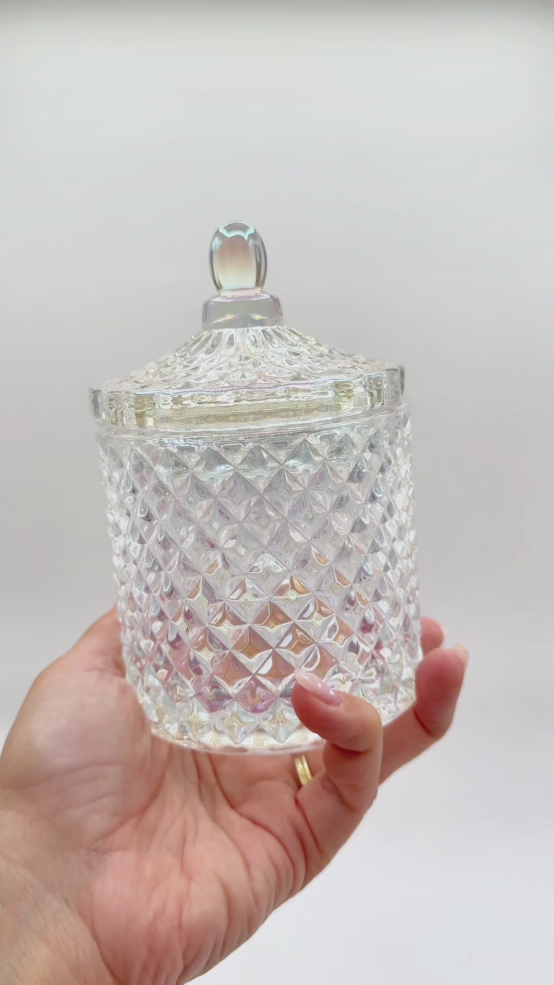 Iridescent candle vessel