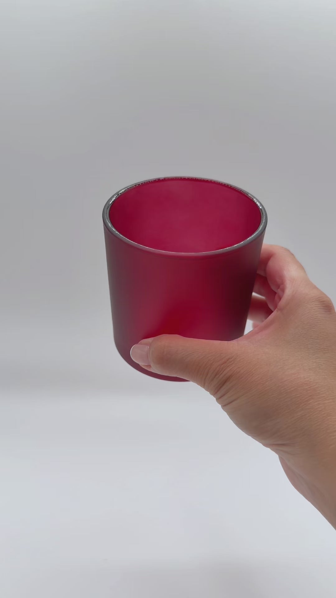 ruby frosted candle jar