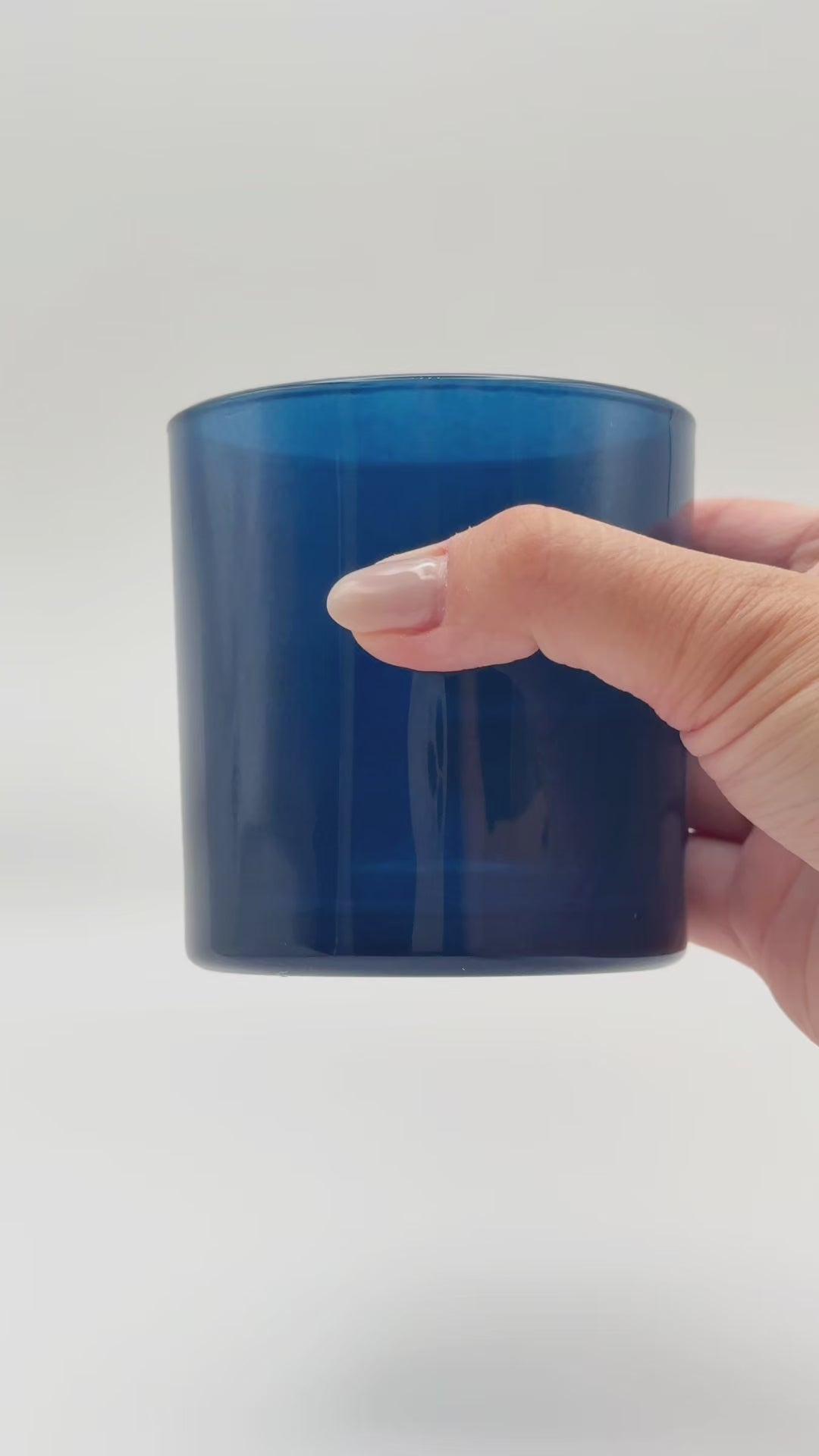 blue candle container