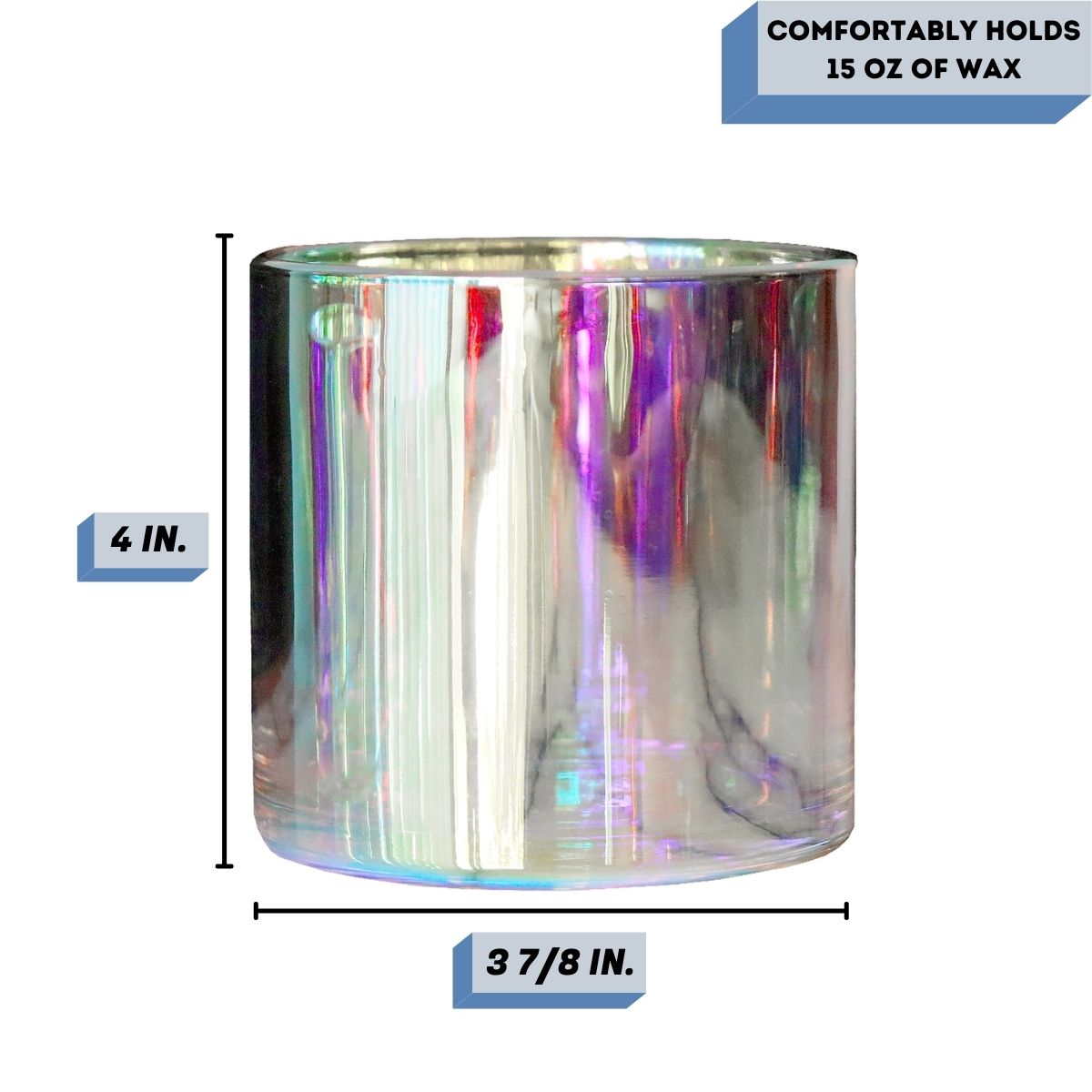 18 oz Sydney chromaflair Iridescent Hologram candle jar Measurement