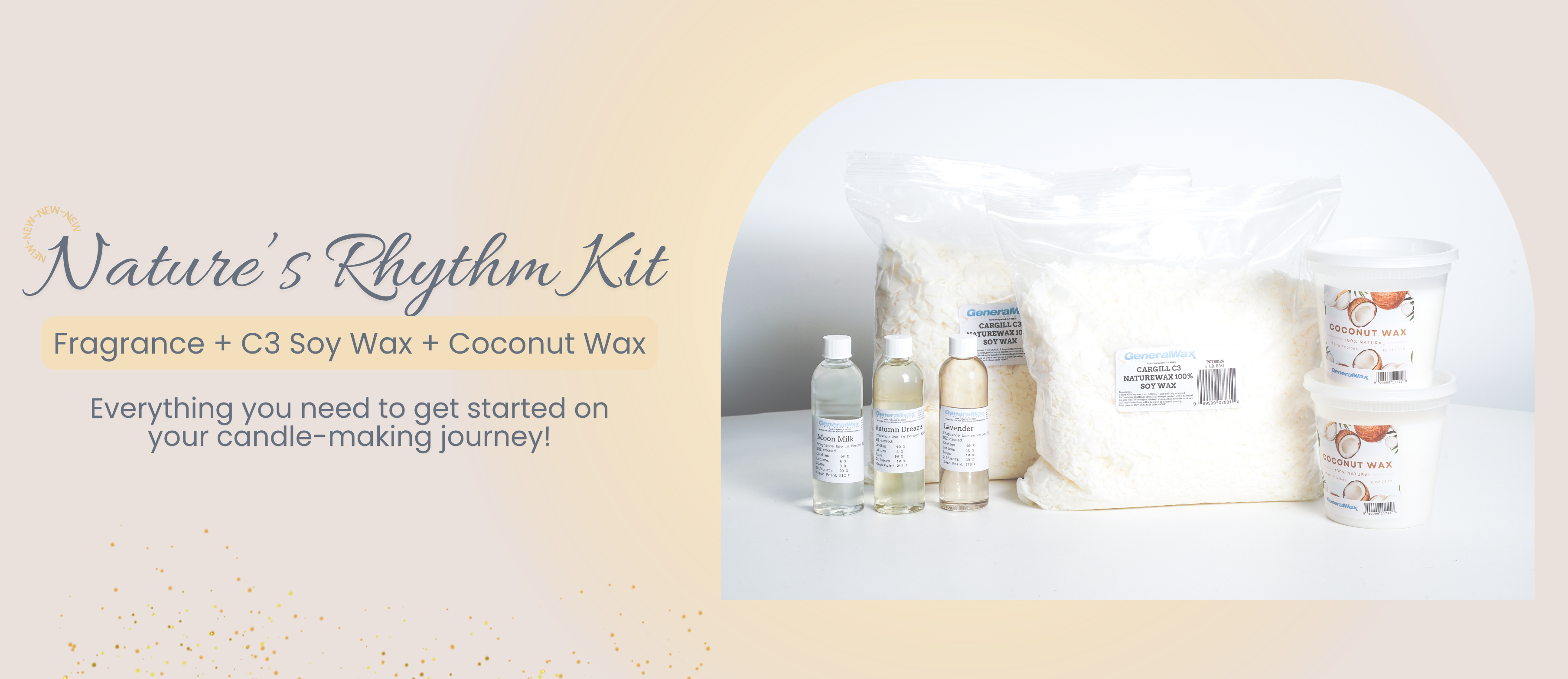 Nature's Rhythm Kit for candle-making with various items 