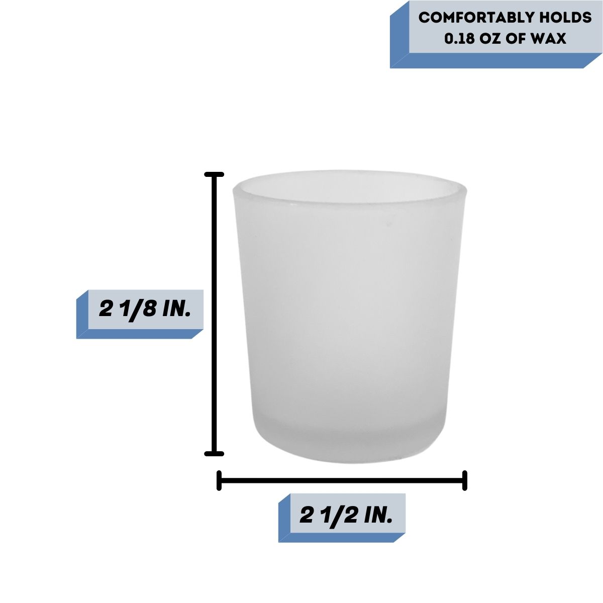 3 oz Frosted Votive candle jar Measurement