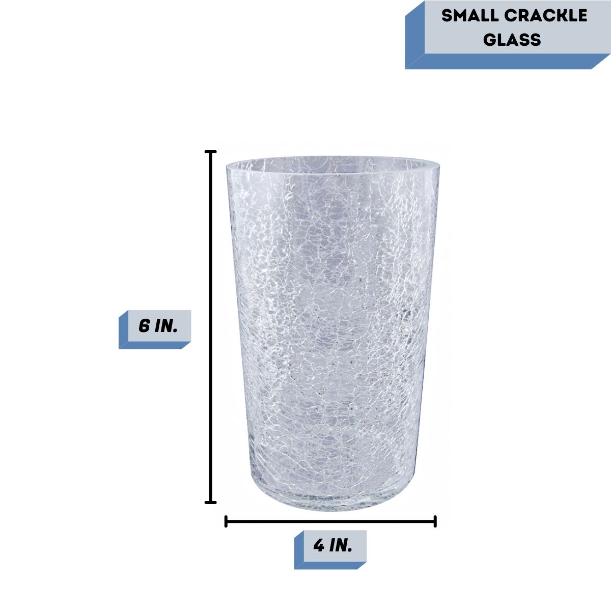 4x6 Crackle glass candle cylinder