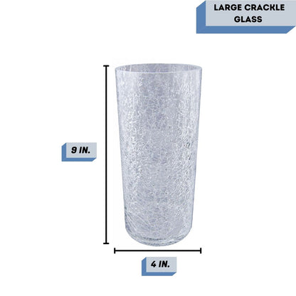 4x9 Crackle glass candle cylinder