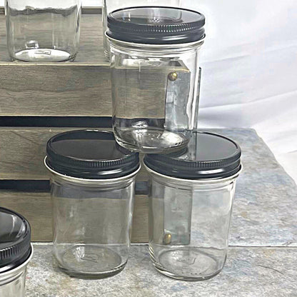 8 OZ tapered jelly candle jars Black Lid