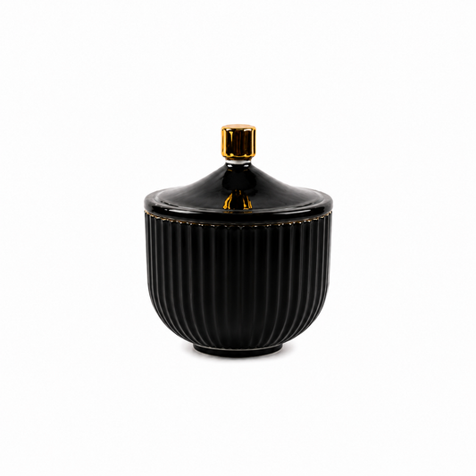 AURA Black Luxury Candle Jar with Lid