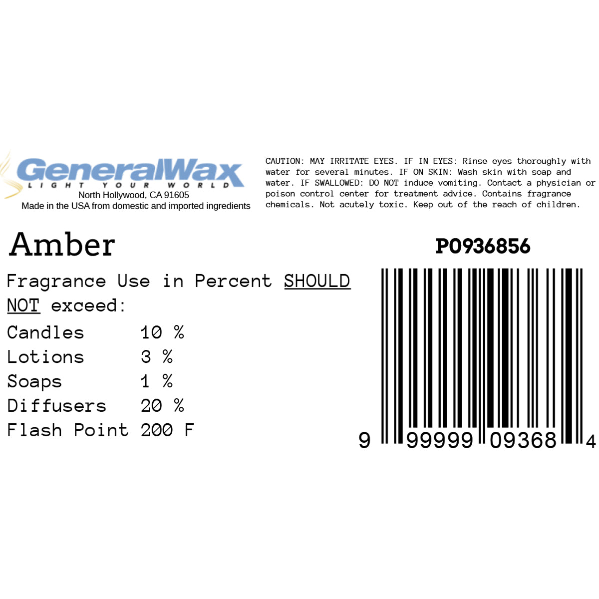 Amber candle fragrance label