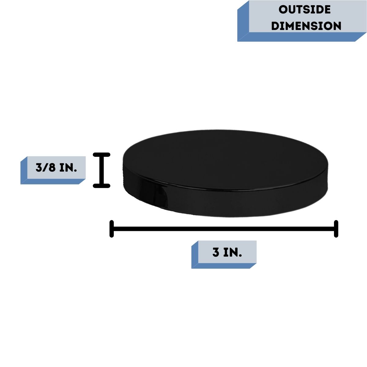 Bayside Black candle jar Lid Measurement