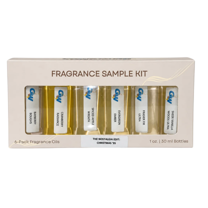 Christmas ’95 holiday candle fragrance oil set with six 1 oz bottles