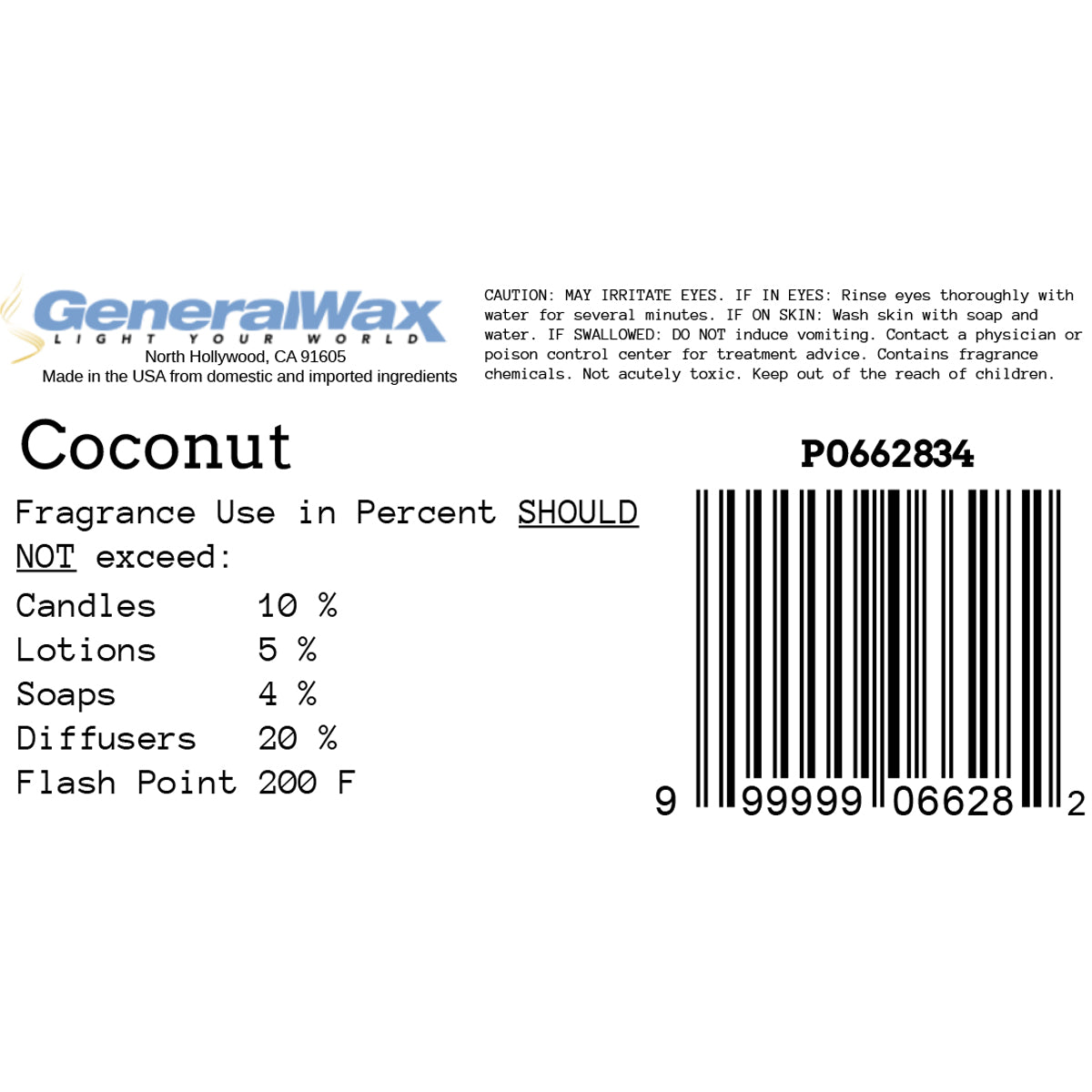 Coconut regular fragrance label