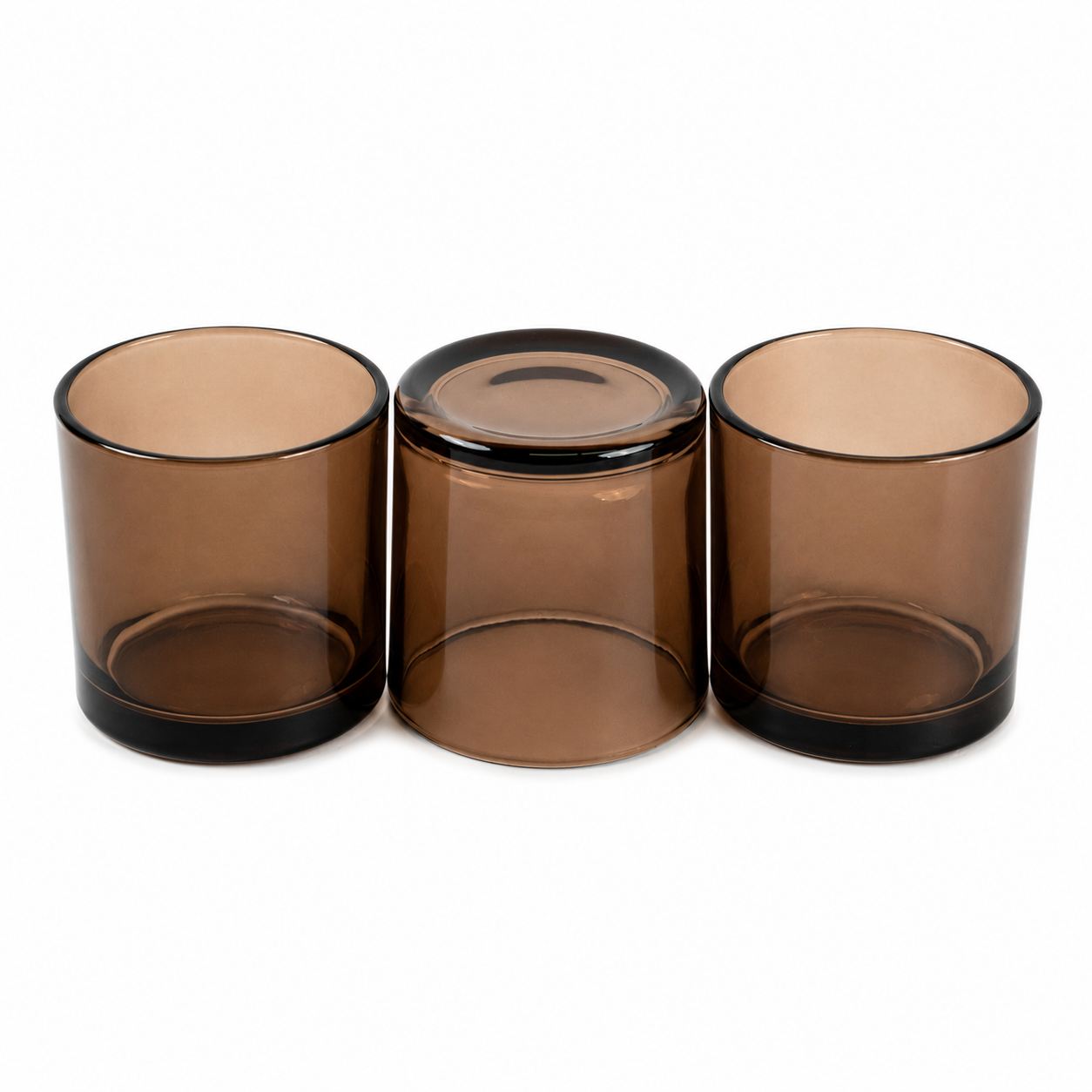 Elegant cocoa brown glass candle jar