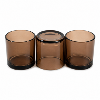 Elegant cocoa brown glass candle jar