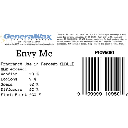 Envy me candle fragrance label