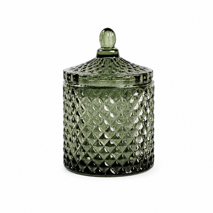 Evergreen France textured candle jar with vintage-inspired design