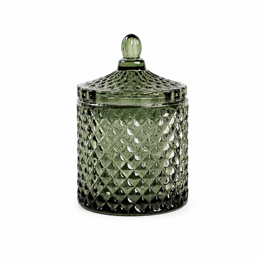 Evergreen France textured candle jar with vintage-inspired design