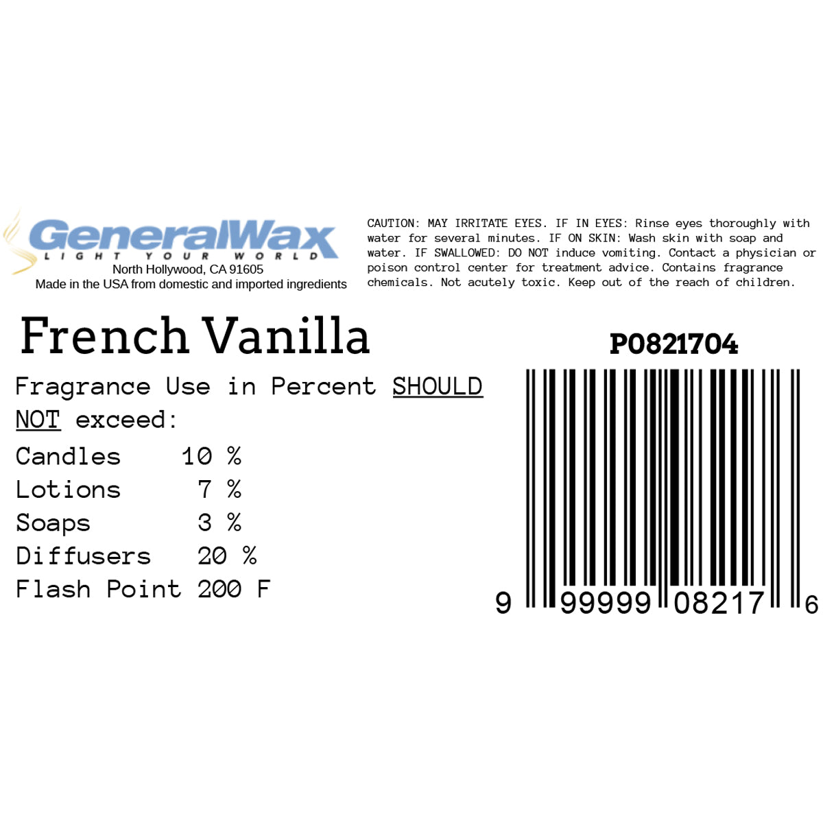 French vanilla fragrance label