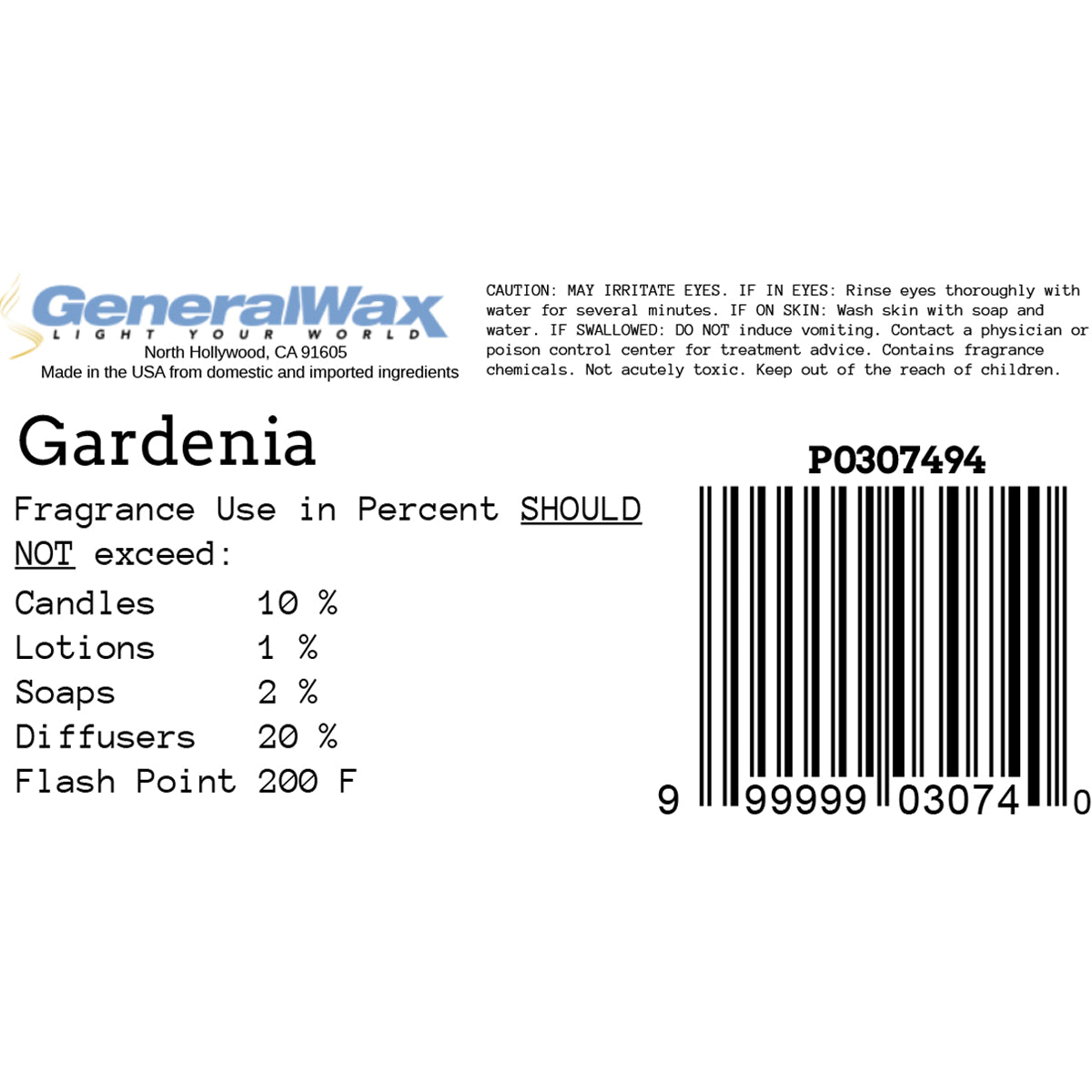 Gardenia regular fragrance label