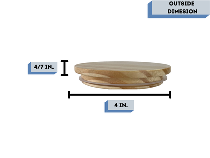 Gloss Coated Wood candle Lids measurements