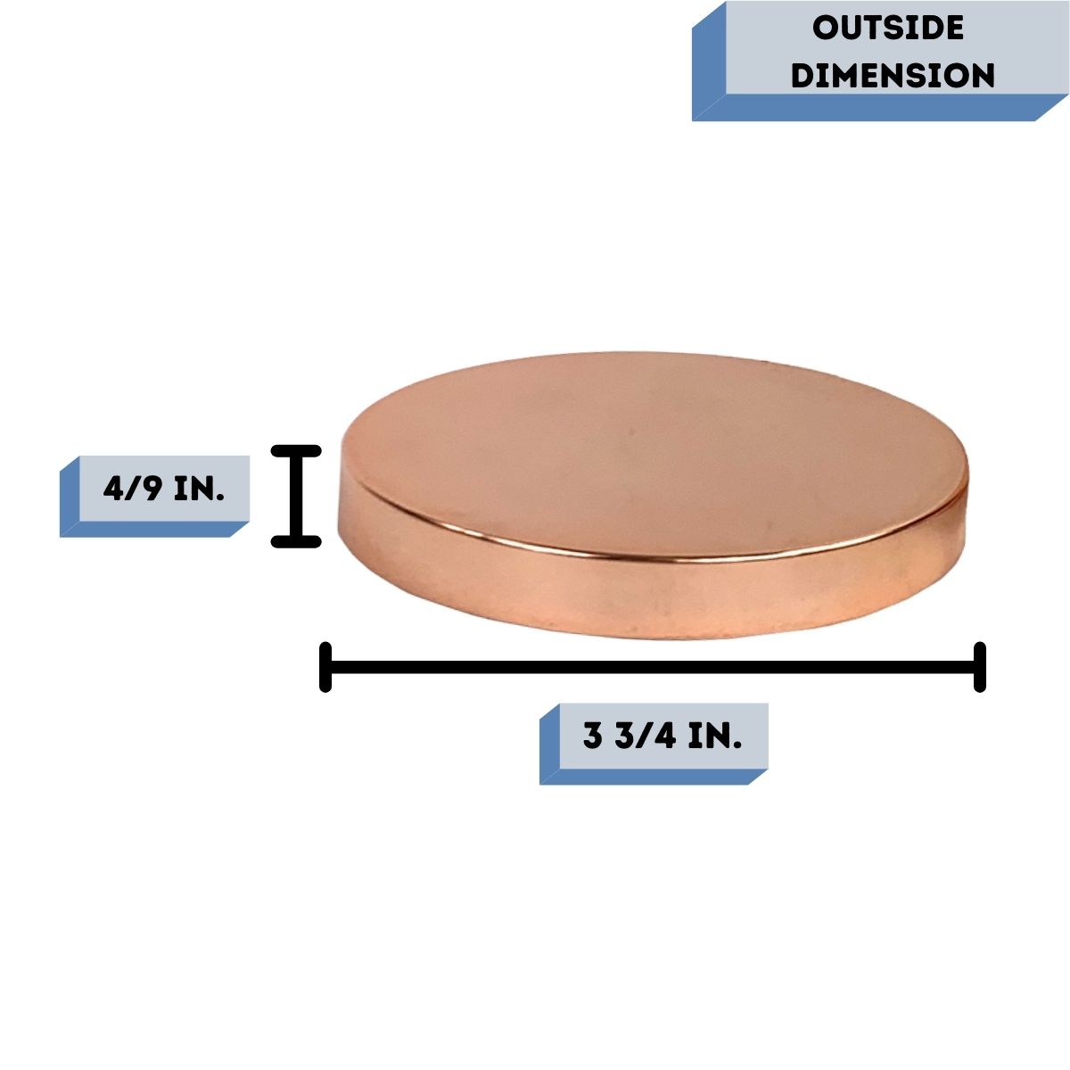 Rose gold metal candle lid Measurements