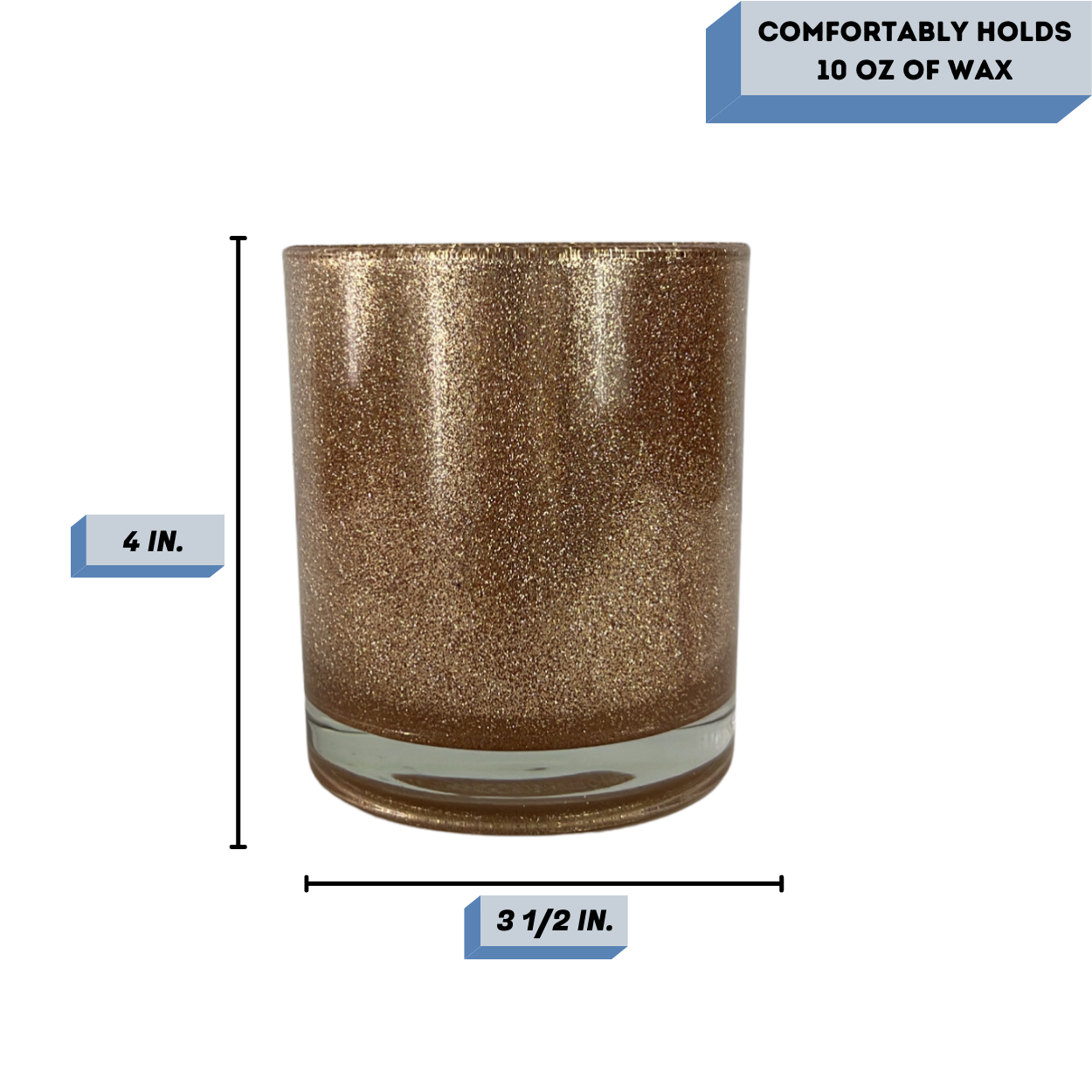 Havana glitter rose gold Candle glass measurements