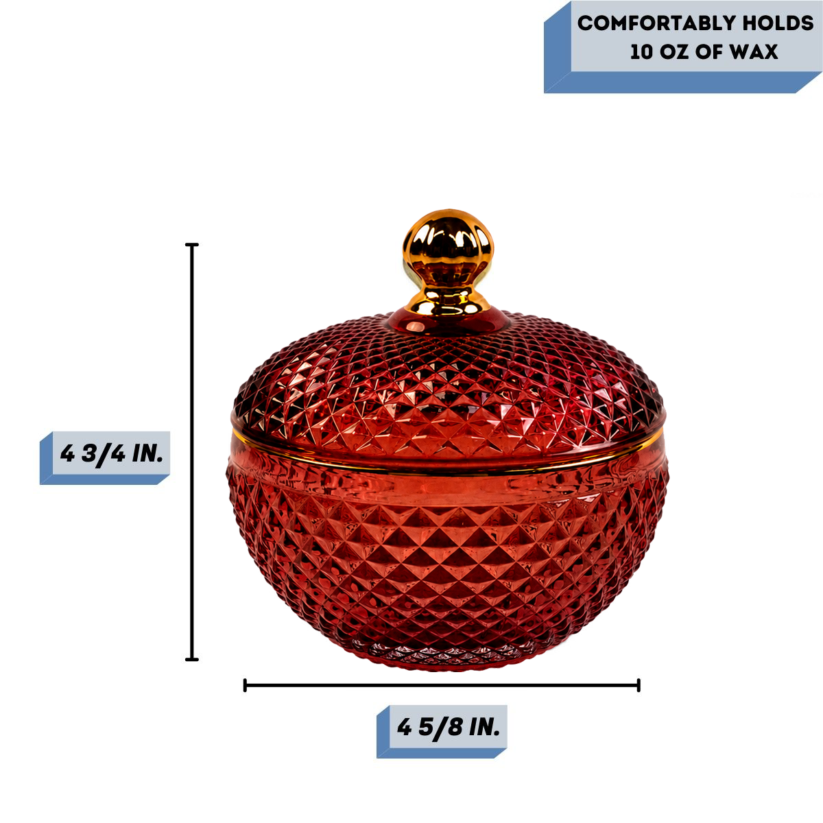 10 oz. Large Vanity Ruby/Gold Candle Vessel