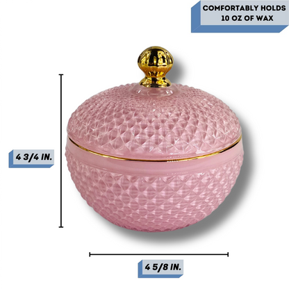 Large pink vanity candle jar measurements