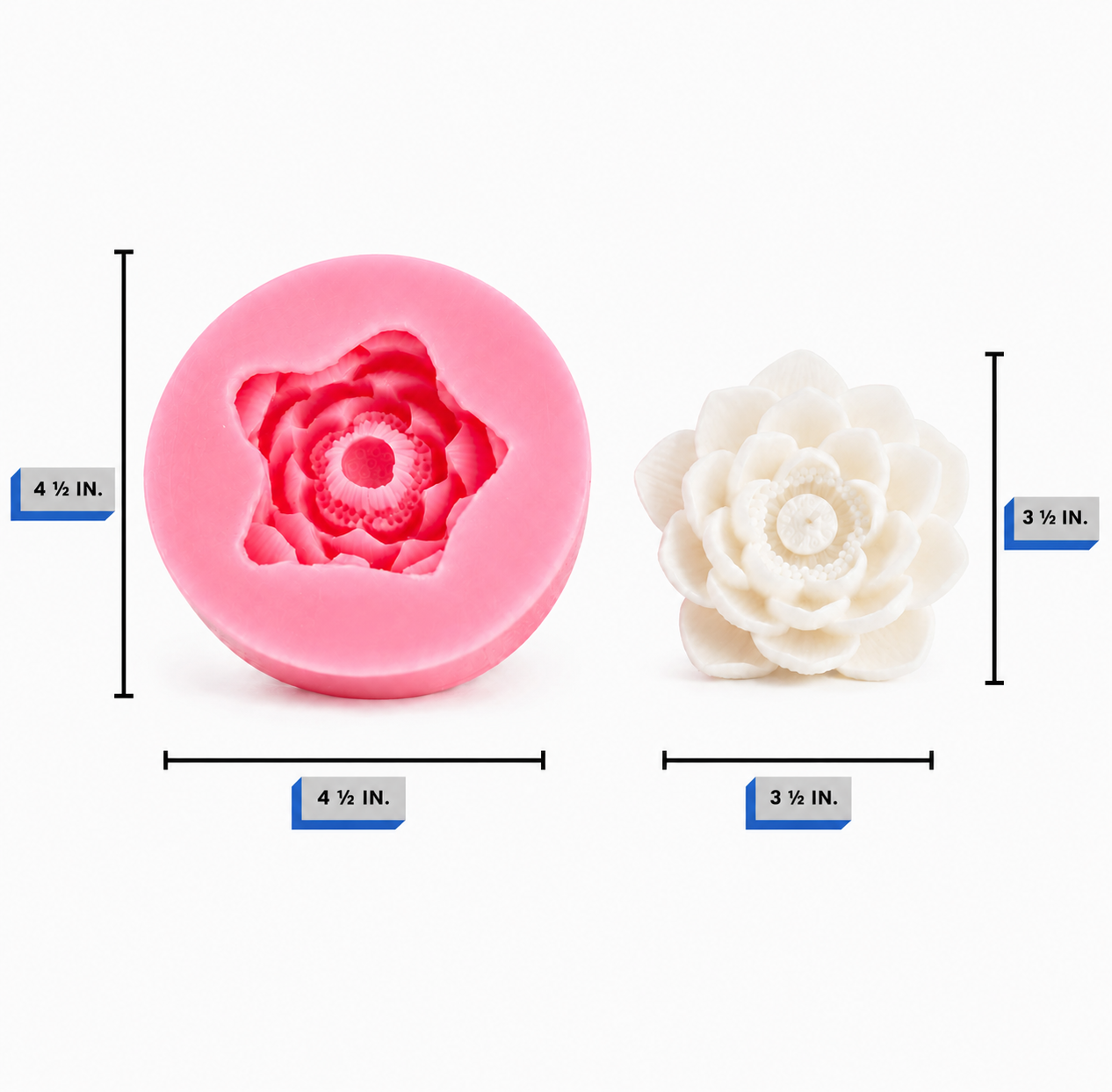 Lotus Flower Silicone Candle Mold dimensions