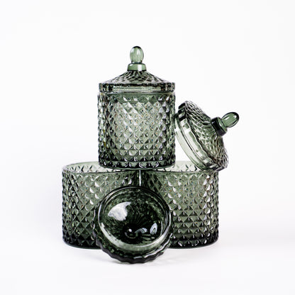 Luxury evergreen green candle vessel for candle making and home decor