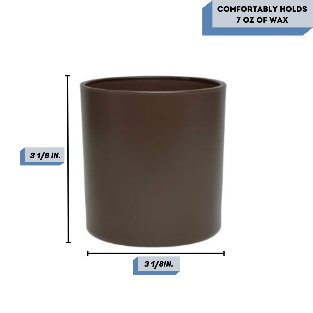 Monticiano Matte Chocolate candle jar Measurement