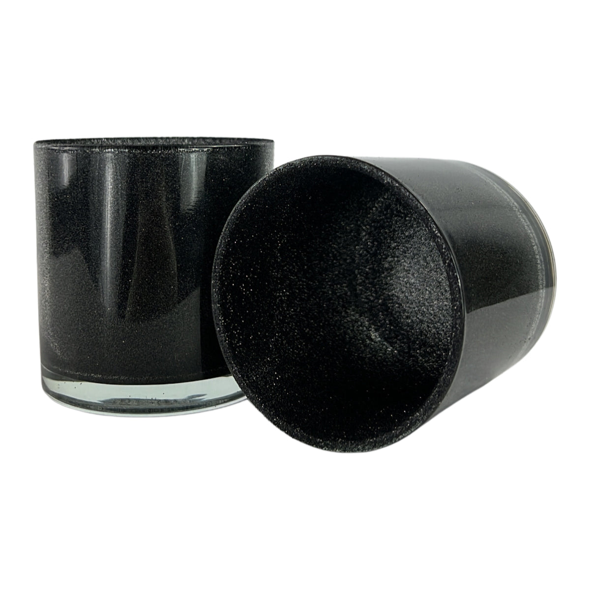 Monticiano glitter black candle glass