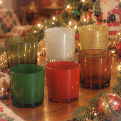 Monticiano Vino Russo and Forest Green Christmas candle jars