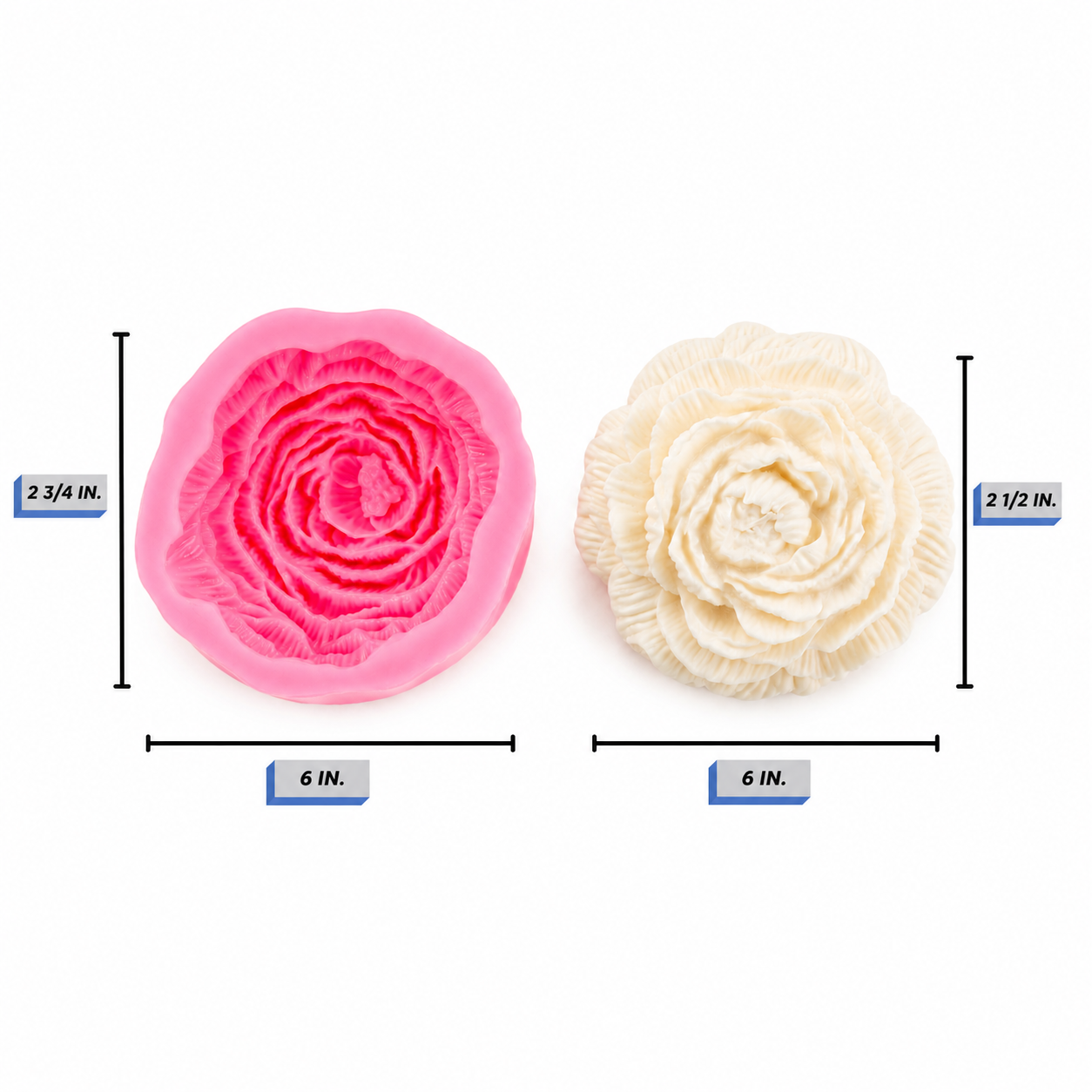 Peony Silicone Candle Mold dimensions