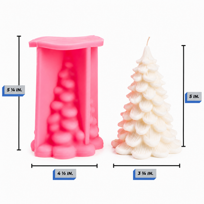 Pine Christmas Tree Silicone Candle Mold dimensions