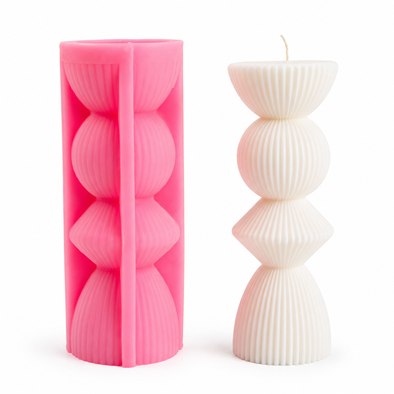 Large Ribbed Pillar Silicone Candle Mold