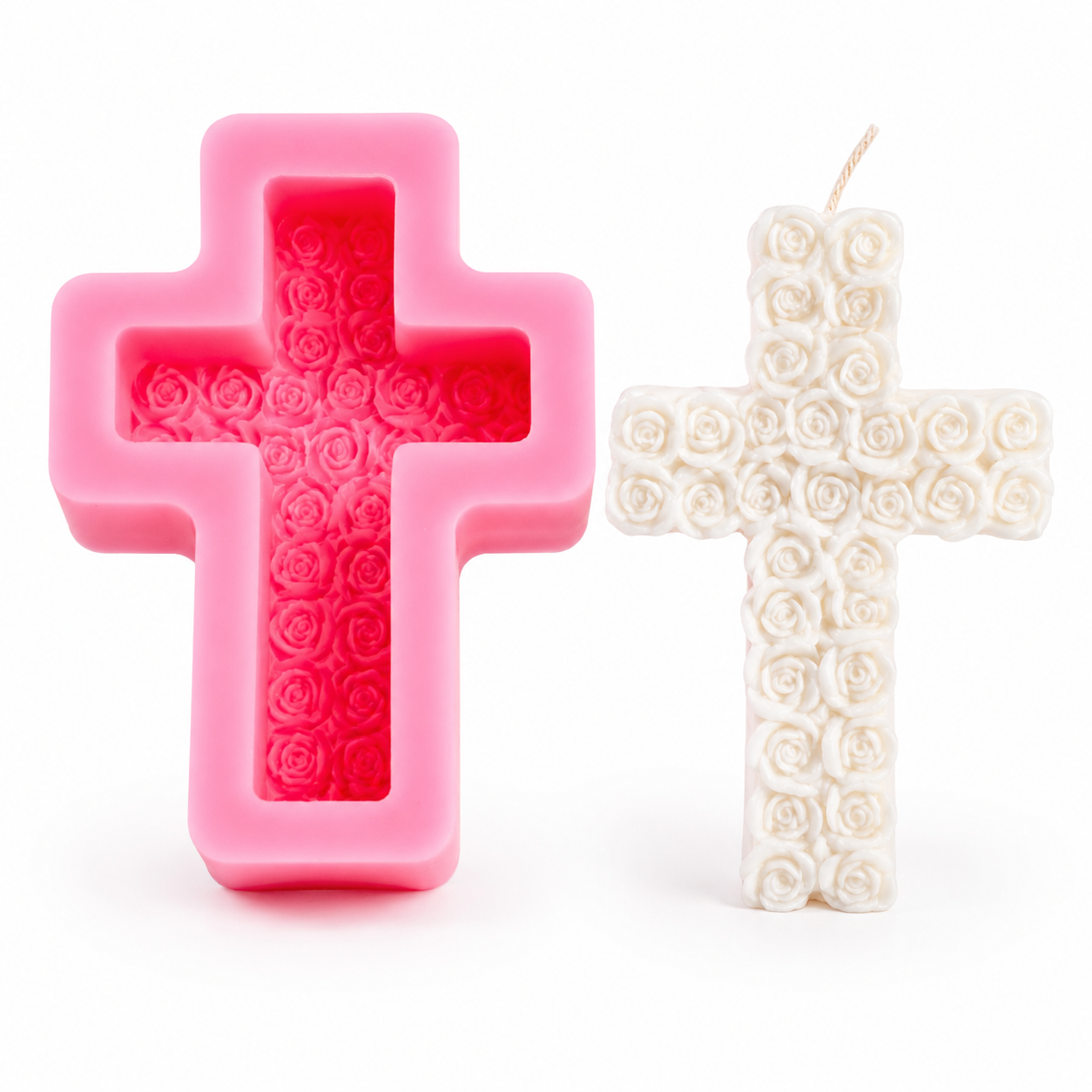 Rose Cross Silicone Candle Mold