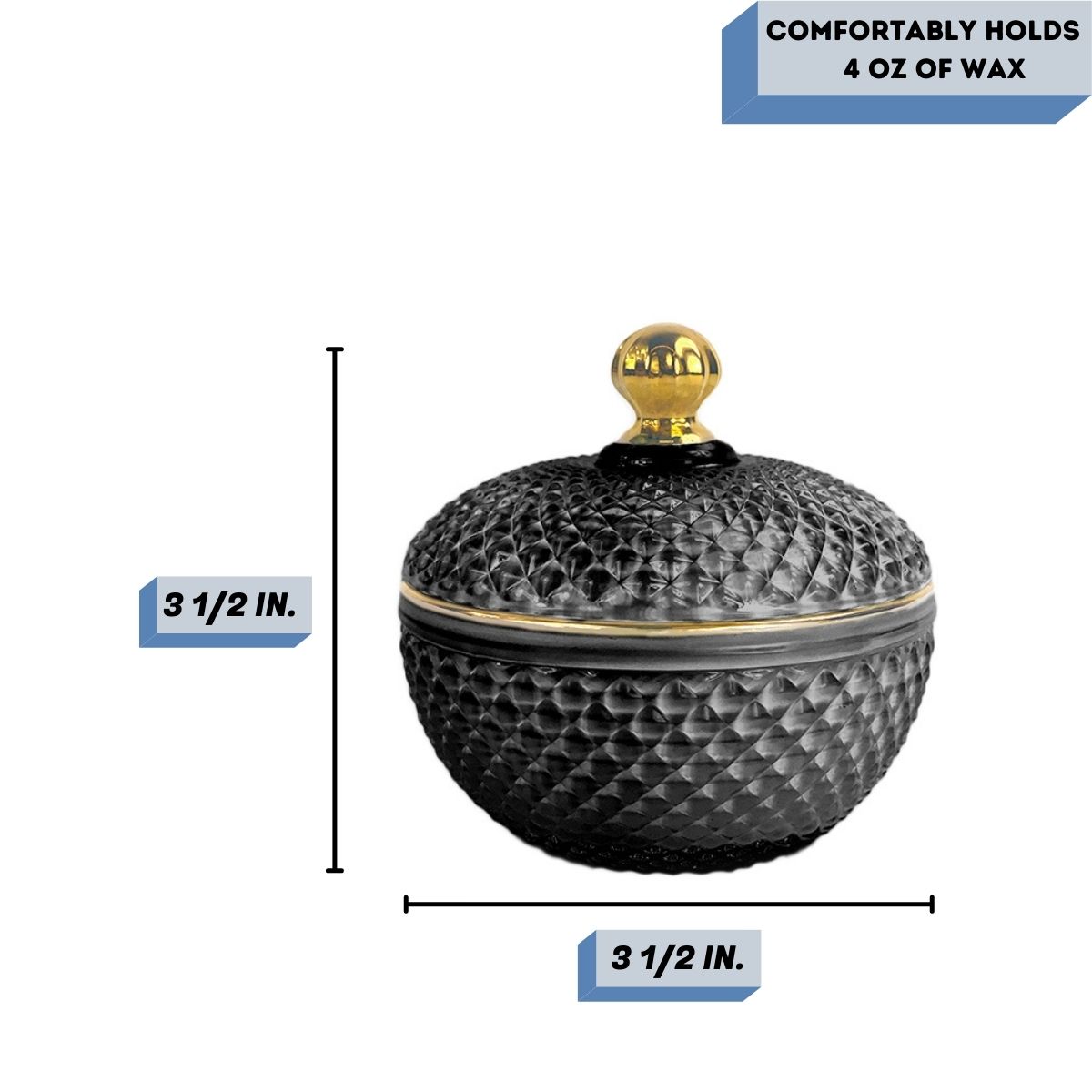 Small vanity black candle vessels Measurement