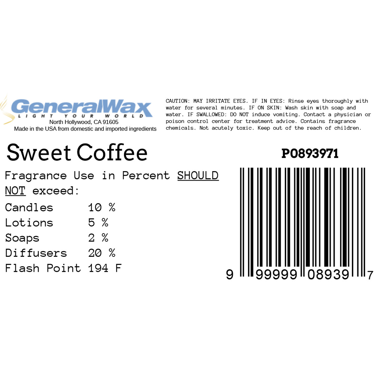 Sweet coffee fragrance label