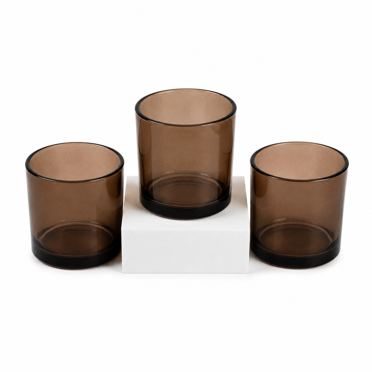 Translucent cocoa brown candle jar