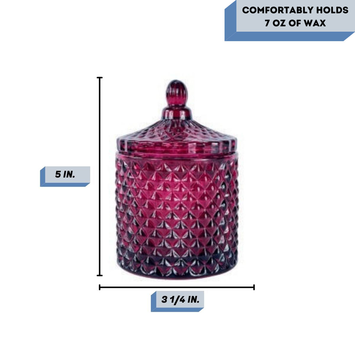 ruby candle vessel France Measurements